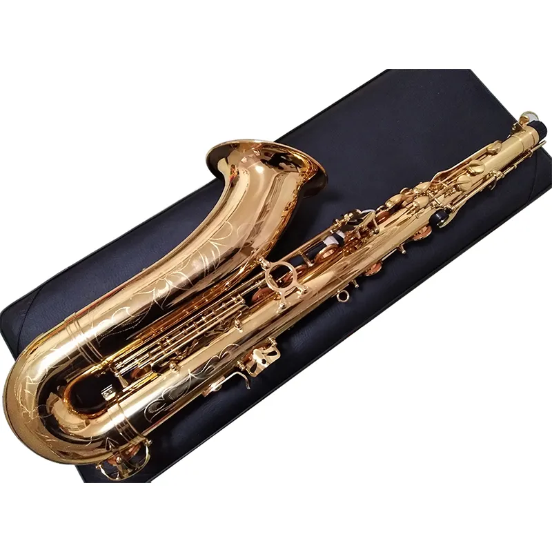 Japan Brand Tenor Saxophone T-WO37 Gold Lacquer Sax Tenor Mynstycke Ligatur Rass Neckens musikinstrument