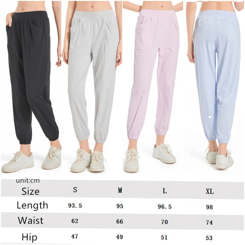 LL-JY-718 Pantalon Pilates Femme Yoga Pantalon Lâche Excerise Sport Gym Running Trainer Casual Bunch Long Pantalon Élastique Taille Haute Sportwear Pantalon Respirant