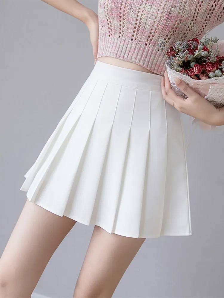 Skirts Zoki Sexy Women Pleated Summer High Waist Chic A Line Ladies Pink Mini Korean Zipper Preppy Style Girls Dance 230414