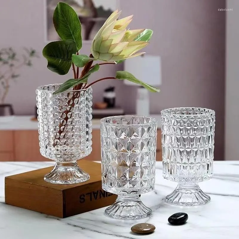 Vasi di lusso calice diamante vaso di vetro fiore soggiorno ufficio decorazioni per la casa negozio decorazione artigianato terrario retrò europeo