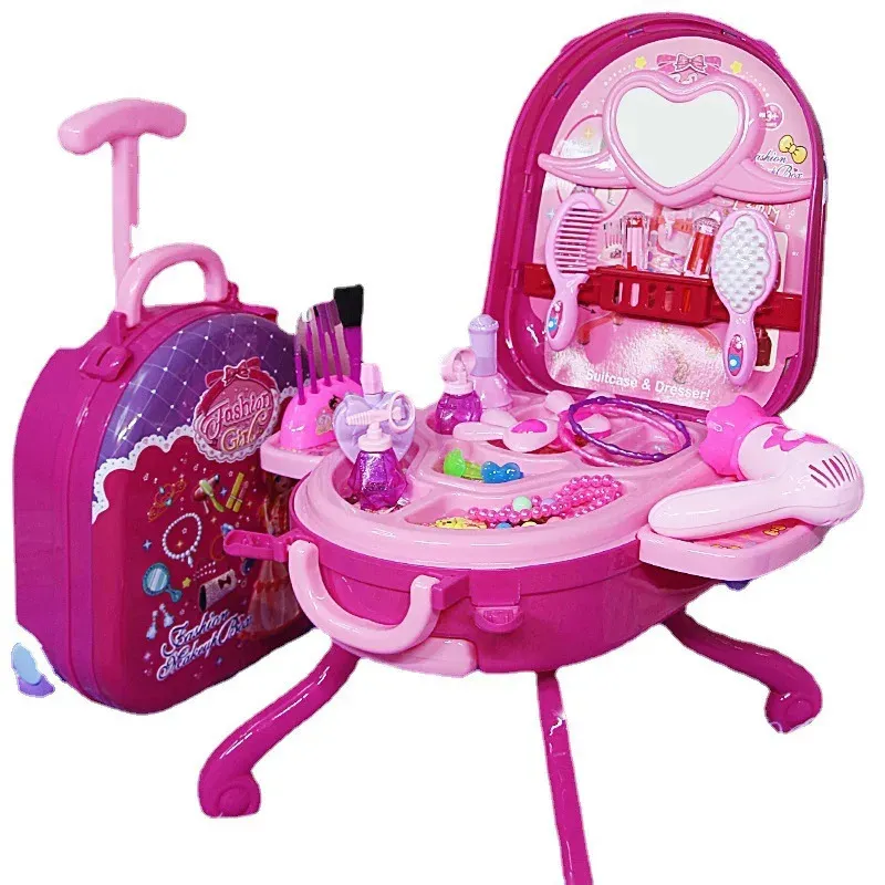 Jóias Play House Set Crianças Penteadeira Brinquedos Para Meninas De 3 A 8 Anos Maquiagem Crianças Jardim De Infância Bagagem Presente De Aniversário 231113