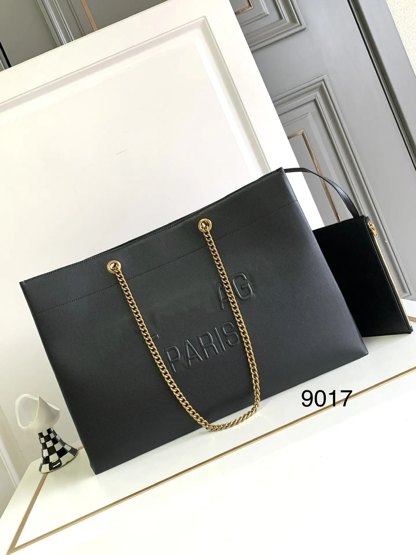 2023 Luxus-Design Damen-Einkaufstasche, große Rindsledertasche mit kleiner Geldbörse, 46 x 32 x 15 cm