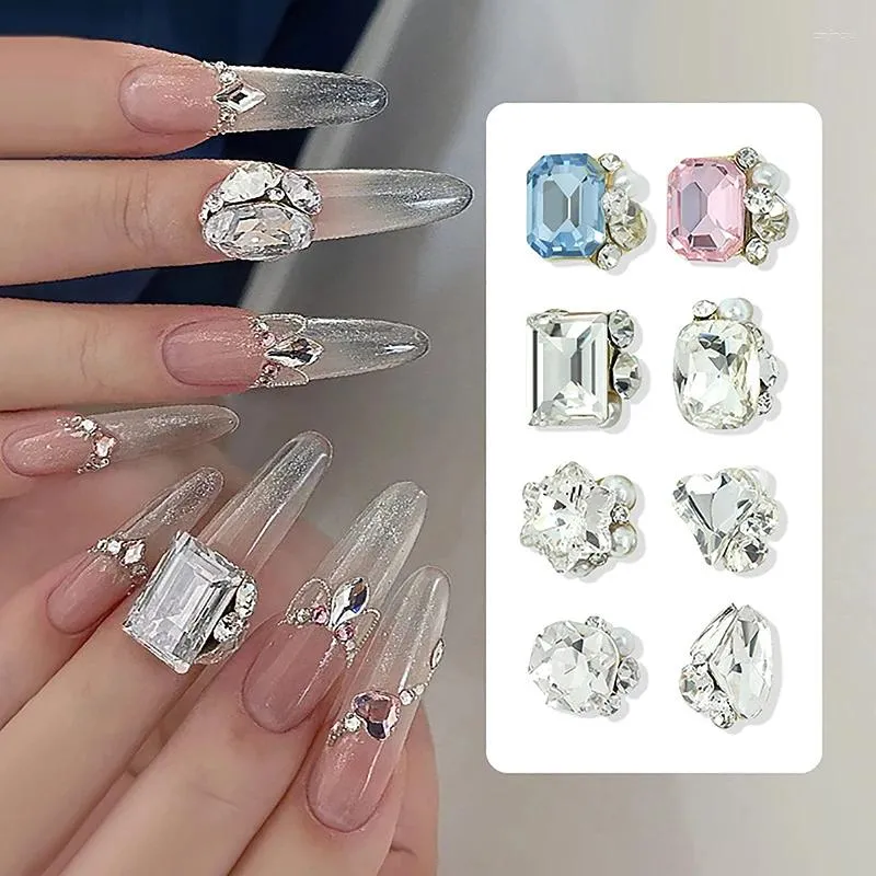 Décorations Nail Art, 10 pièces/lot, bijoux à breloques, pièces de luxe, pierres précieuses, strass en cristal, accessoires de décoration