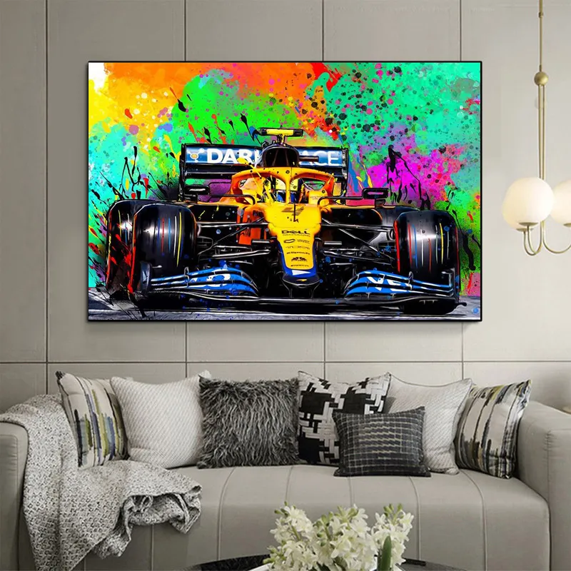 Graffiti Suluboya Yarışçı Kask Posteri F1 Formula One Yarış Resim HD Baskı Çocuk Odası Duvar Sanat Duvar Sticker