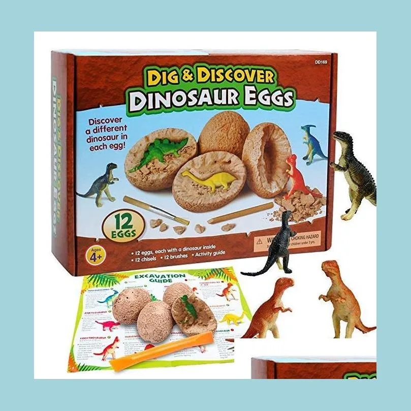 Party Favor Dig Diser Dino Egg Excavation Toy Kit Unique Dinosaur Eggs Easter Archaeology Science Gift Favors For Kids Boy Girl Drop Dhsja