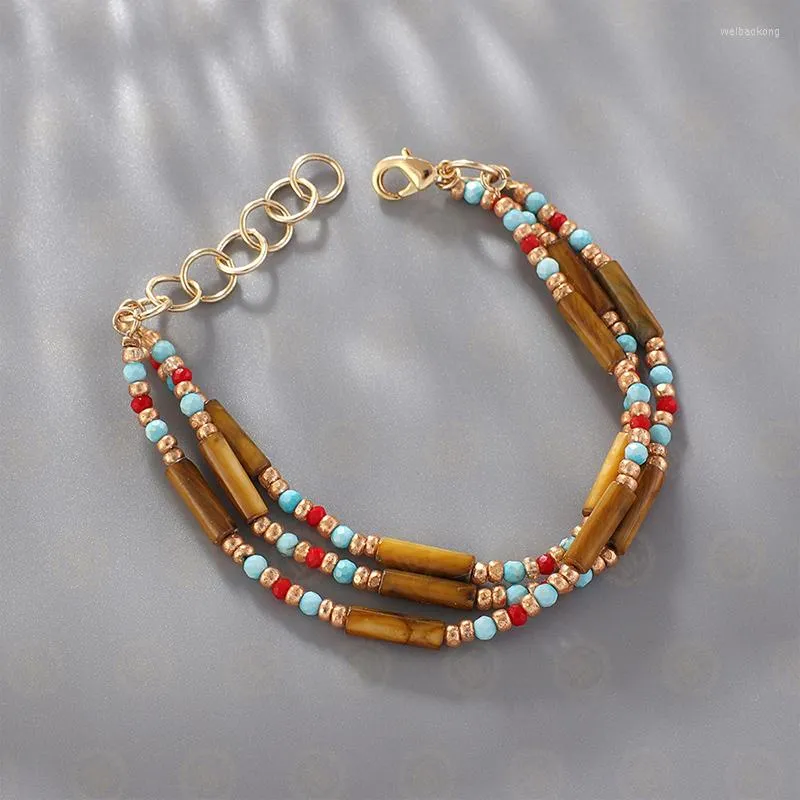 Strand One Bracelet en perles de verre tchèques et pierres synthétiques semi-précieuses (BE1136)