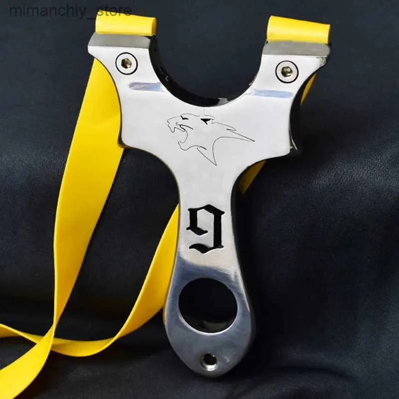 Av Sapçıları Slingshot Açık Hava Avı ve Atış Torbası ile Kauçuk Bant Slingsshot Stainss Çelik Avlanma Metal Metal Q231114