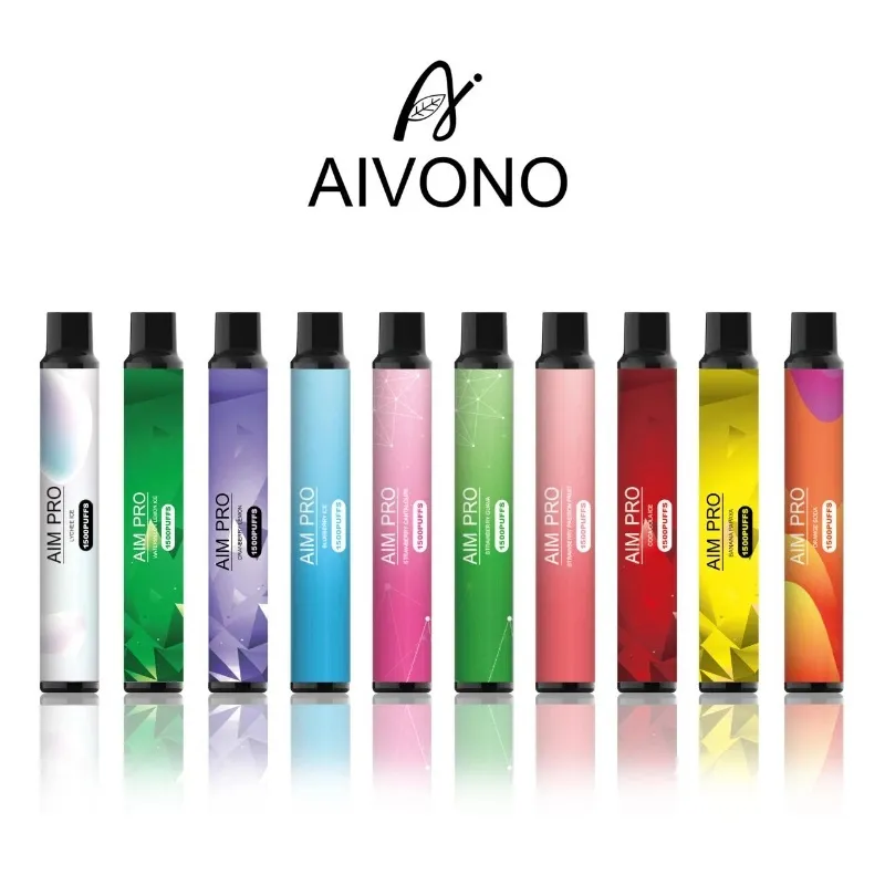 Original AIVONO AIM PRO 1500 Puffs Cigarros Eletrônicos Capacidade Bares Vape Descartáveis 0% 5% 2% Vaporizador Pod