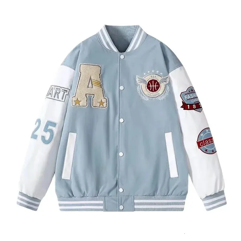 Harajuku Bone Letter Patchwork Leather Varsity Baseball Harajuku Bone Letter Patchwork Leather Varsity Baseball