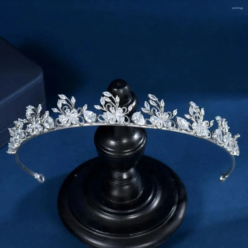 Haarspeldjes HIBRIDE Fonkelende Bladbloem Ontwerp Sieraden Accessoires Bruiloft Bruids Tiara En Kroon Voor Vrouwen Feestgeschenken C-63