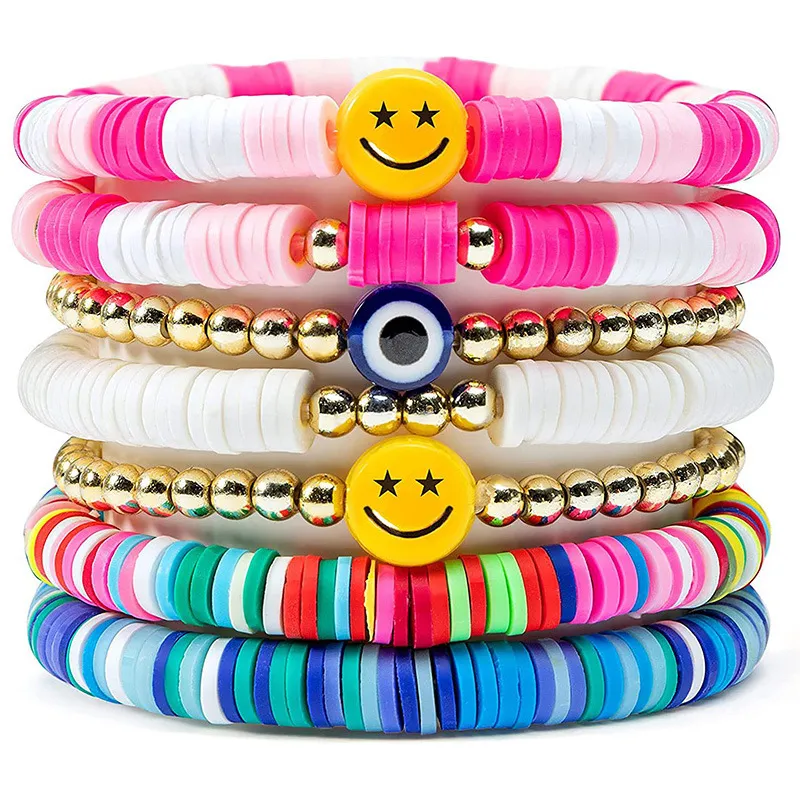 Lavender Stack Preppy Bracelets Trendy Cute Stackable Summer Bracelets  Bracelet Stack Clay Bead Bracelets Beach Bracelets 