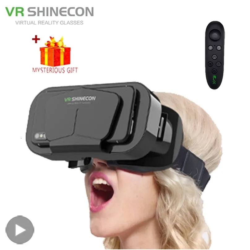 Vrar Accessorise Shinecon VR okulary 3D Zestaw słuchawkowy Wirtualna rzeczywistość Urządzenia Helmet Viar Goggle do smartfona Smart z kontrolerem 231113