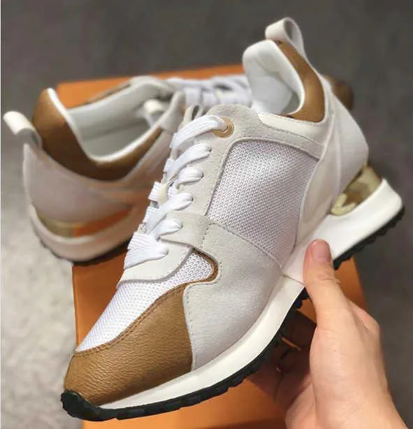 Mens Run Away Sneakers Top Quality Designers Shoes Calf Leather Mesh Mixed Color Trainer Runner Shoes Unisex Tennis Shoes Casual Sneakers Unisex med Box 36-46 No12