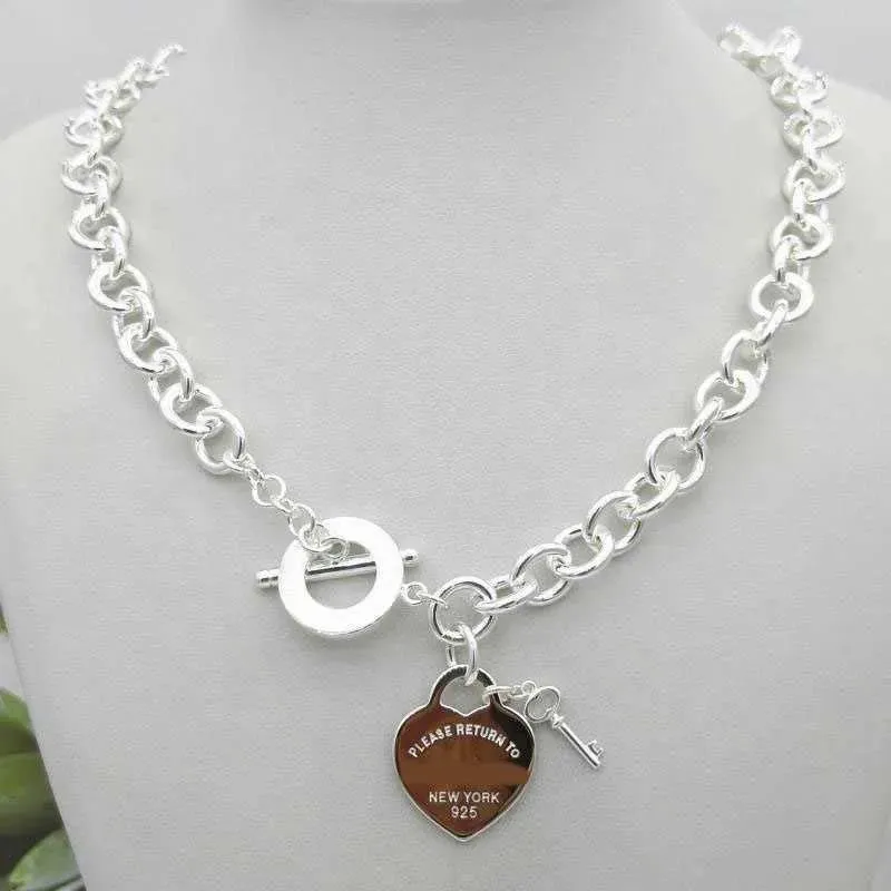 Design Women`s silver TF Style Necklace Pendant Chain Necklace S925 Sterling Silver Key heart love egg brand Pendant Charm Nec H0918