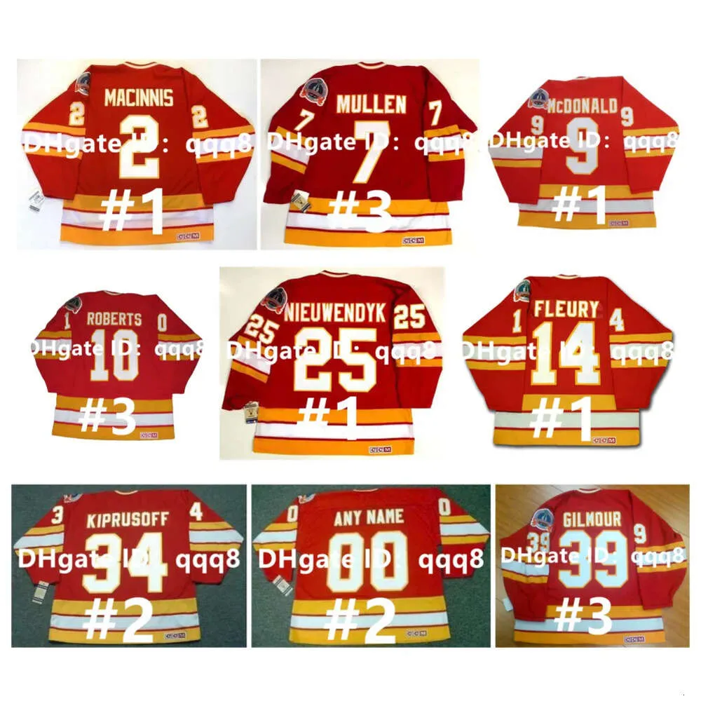 SJ Vintage CCM Hockey Jersey Al Innis Miikka Kiprusoff Joe Mullen Lanny McDonald Hakan Loob Jarome Iginla Theoren Fleury Joel