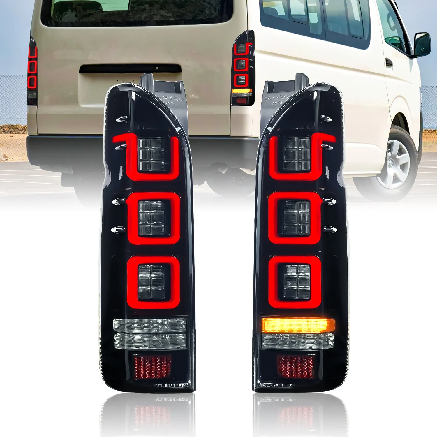 Toyota Hiace 2024 LED Dynamic Turn Signal Taillights Assembly Fog Brake Reversing Lights
