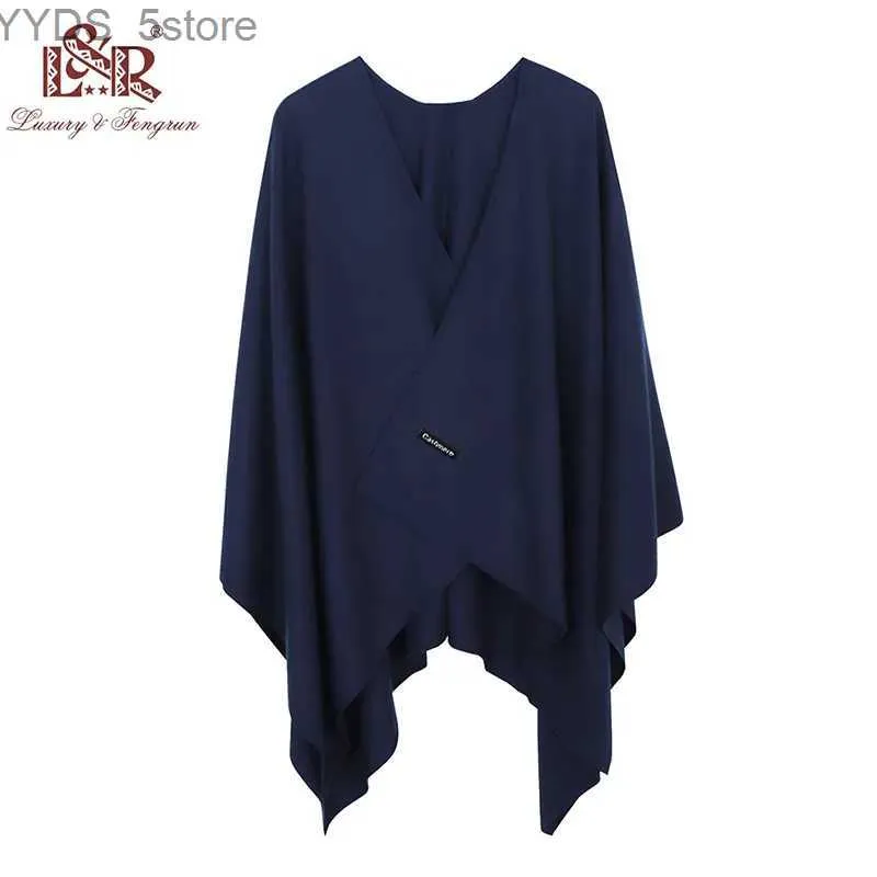 Sjaals 2022 Nieuwe Mode Kasjmier Winter Vrouwen Poncho Sjaals Vrouwen Effen Shl Cape Foulard Femme Pashmina Vrouwelijke Bufanda Mujer Sjaal YQ231114