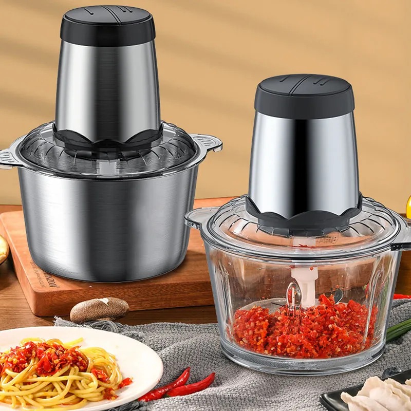 1pc Electric Stainless Steel Meat Grinder & Garlic Press Multifunctional  Food Processor 2l For Household Use