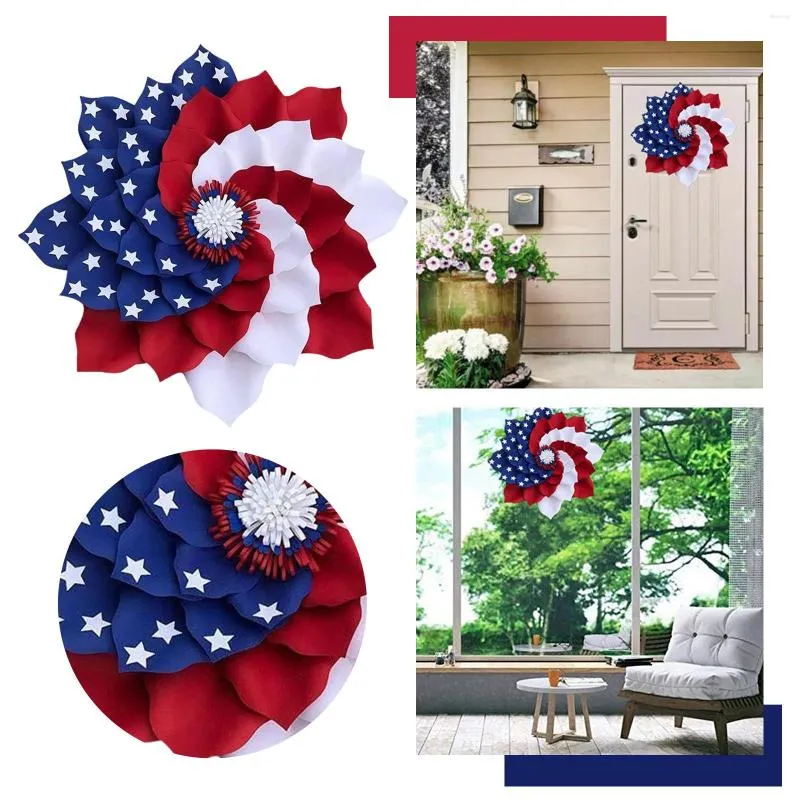 Porte de fleurs décoratives American Wreath Day 4th Julys Wreaths Independence For Front Patriotic Decorations Memorial Of