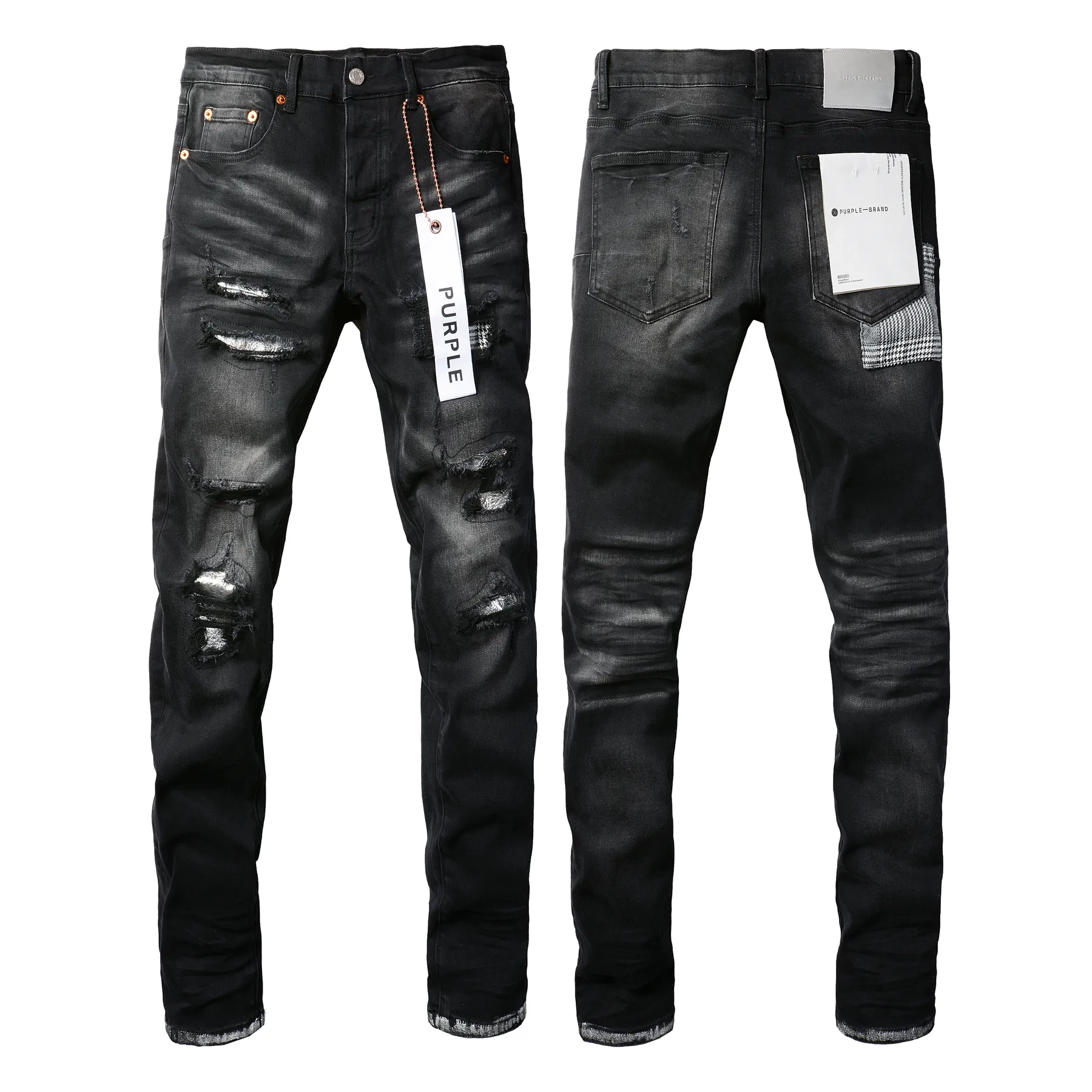 PURPLE BRAND DISTRESSED WHITED OUT BLACK 29 SLIM FIT LOW RISE