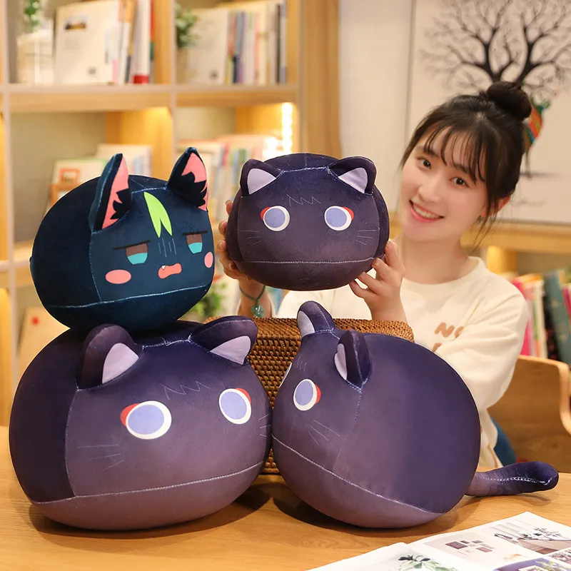 20/30/40cm Kawaii Anime Cat Plush Toys Genshin Impact Wanderer Pet Sifted Soft Pillow Peut