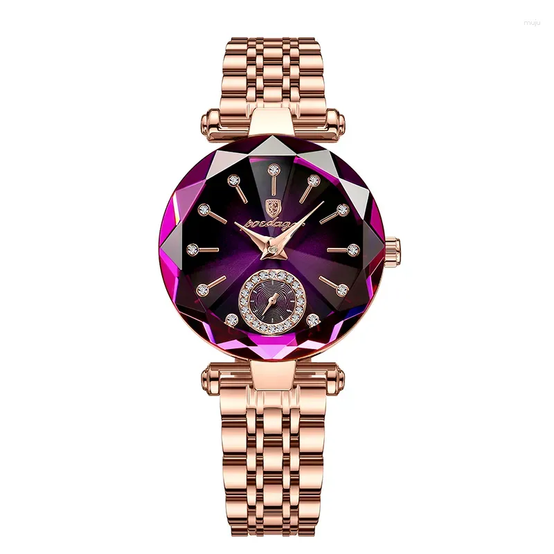 Wristwatches POEDAGAR Romantic Crystal Ladies Watches Top Brand Diamond Waterproof Women Watch Luxury Stainless Steel Female Clocks Rose