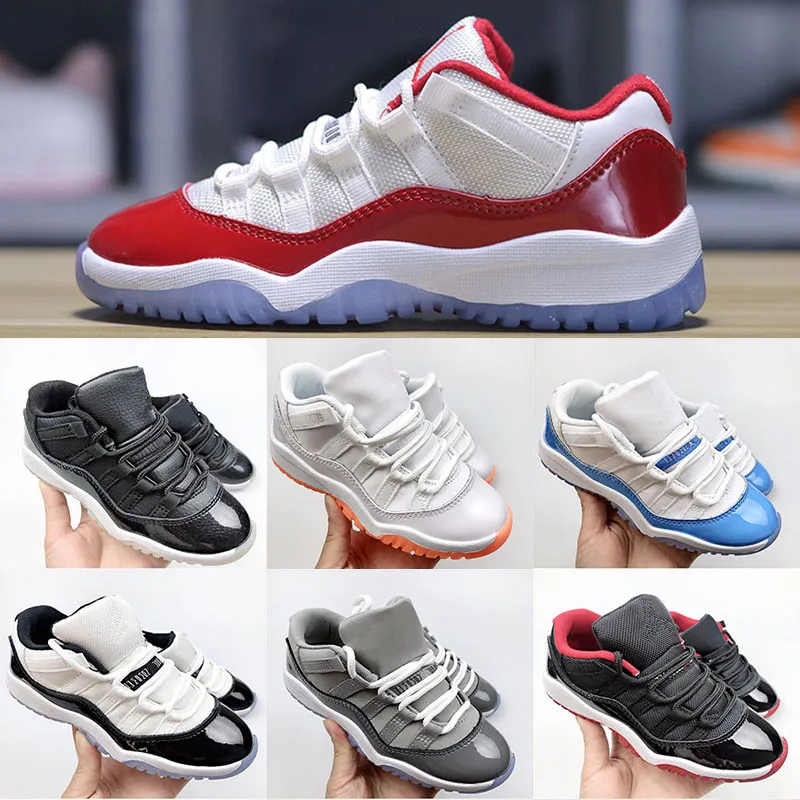 Sapatos cool cinza crianças 11s Black Boys Grey Sneaker 11s J Designer Basquete Treinadores de cerejeira bebê garoto jovem infantil infantil menino menina Big Space Jam