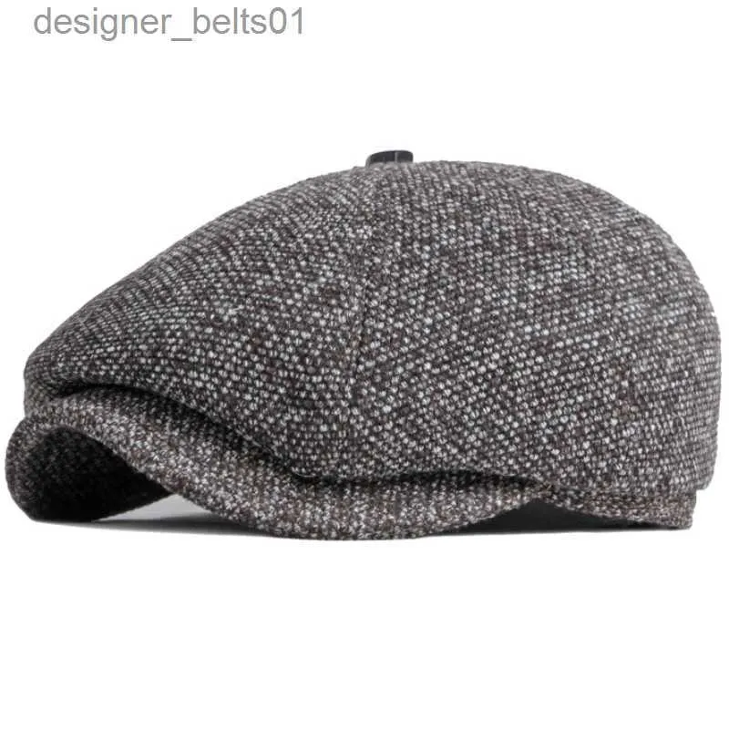 Baretten HT3747 Baret Mannen Vrouwen Herfst Winter Hoed Achthoekige Krantenjongenspet Nieuwe Warme Kunstenaar Schilder Wollen Baret Hoed Mannelijke Vrouwelijke platte Baret CapL231115