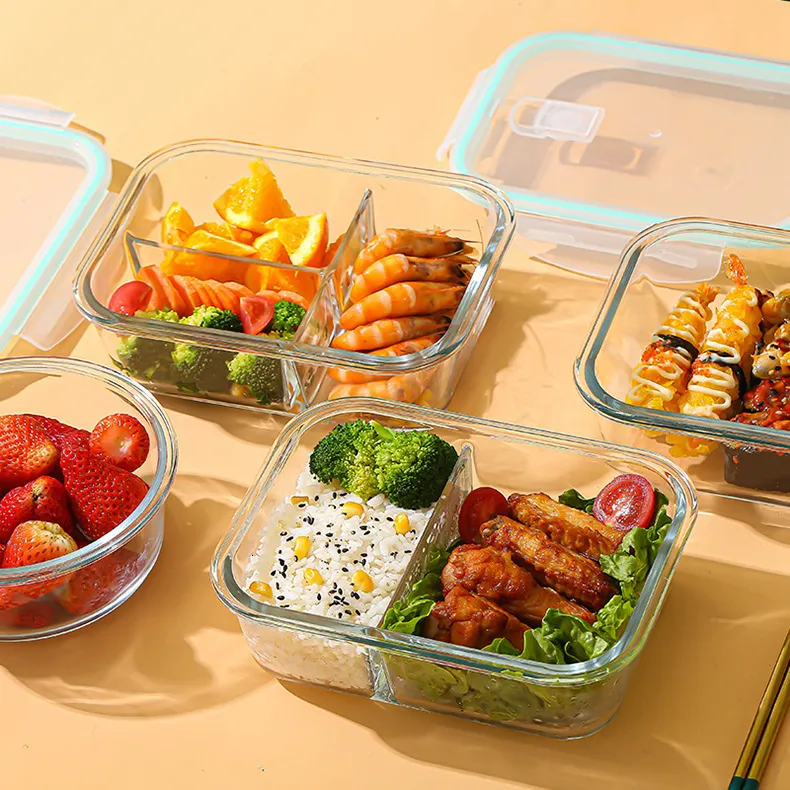 Bento-Boxen aus Glas, speziell versiegelt, für Büroangestellte, Obst, Mittagessen, Mikrowellenheizung, Vorratsdosen für Lebensmittel, 230414
