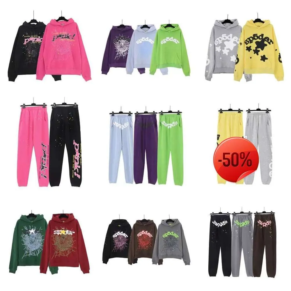 50 off ~ Sweats à capuche pour hommes Sweatshirts Hommes Sp5der Young Thug Angel Woman Mode 555555 Lettres Casual Spider Web Sweat à capuche Puff Print Pulls