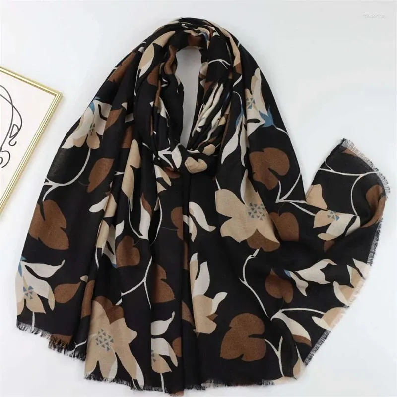 الأوشحة القطن الشتاء Viscose Women Womener Branch شالات الأزهار واللفائف Pashmina Stole Bufandas Muslim Sjaal 180 90cm