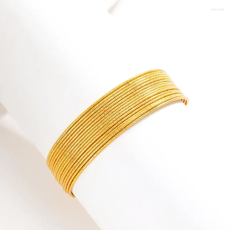 Link Bracelets 2023 Trendy 24K Gold Plating Multiple Lines Charm Gilding Bangle Women Girl Classical Jewelry Advanced Chain