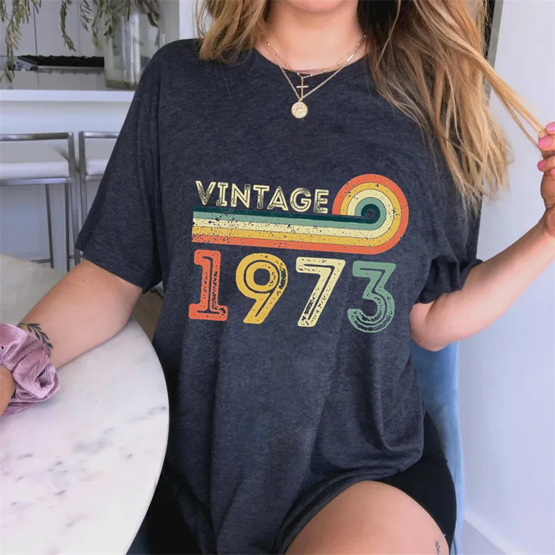 Kadın Tshirt Vintage 1973 Kadın Gömlek 80s Yaz Giysileri Yetiştirer Pamuk Giysileri Moda Günlük Gömlek 1973 Grafik Bayanlar EES 230414