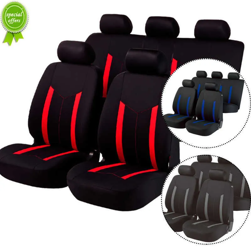 Novos acessórios para carros de atualização Interior Universal Polysters Capas de assento de carro Conjunto de estilo esportivo para a maioria das almofadas de assento SUV de carro