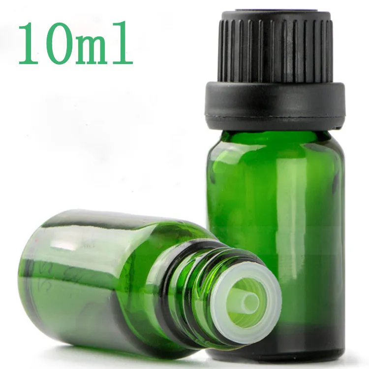 Green And Frosted Glass Essence Dropper Bottles 10ml Cosmetic Packaging Container with Tamper Safe Lid