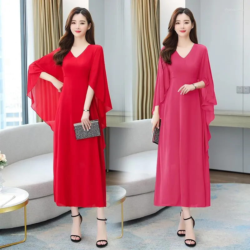 Casual Dresses Batwing Sleeves Robe Ladies For Special Occasions Birthday Sexy Women Formal Evening Gowns Chiffon Beach Dress Club