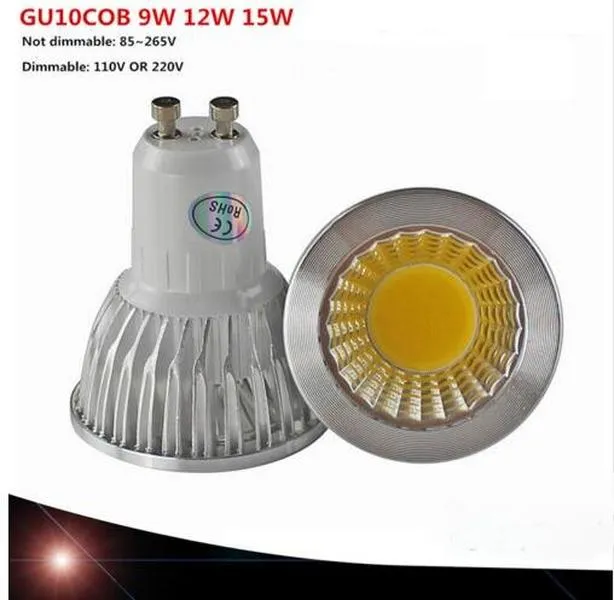 Super jasna żarówka Gu10 Ściągacza LED LED Light Light/White 85-265V 9W 12W 15W GU10 Cob Lampa LAMPA LED LIGE LED LED Renlight