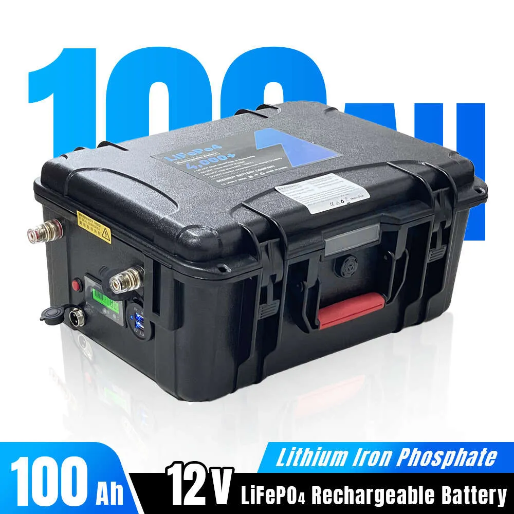 Waterproof IP67 12V 100Ah Lithium Iron Battery Pack for Fishing Boat Propeller Marine Propulsion Camping USB with 10A Charger