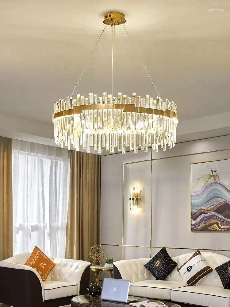 Chandeliers Nordic Luxury Crystal Chandelier Brand Full Spectrum Gold Modern Simple Round/Oval Living Room Bedroom Dining Lighting