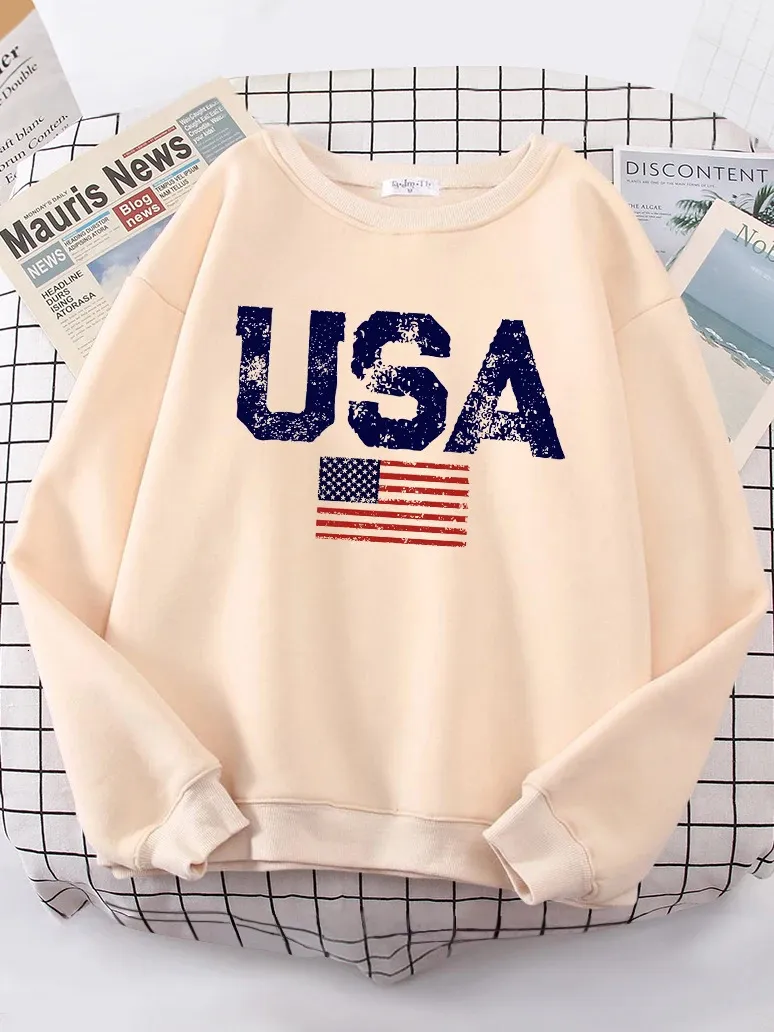 Women's Hoodies Sweatshirts USA Letters American Flag Stars And Stripe Hoody Street Oversize Personality Warm Hoodie hip hop Soft Clothes 231114