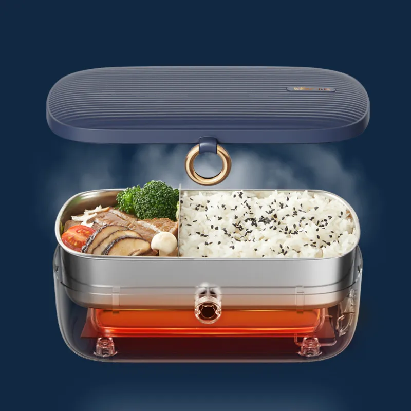 Bento Boxes Stainless Steel Multifunctional Electric Heating Lunch Box Smart Reservation Food Storage Container for Student 230414