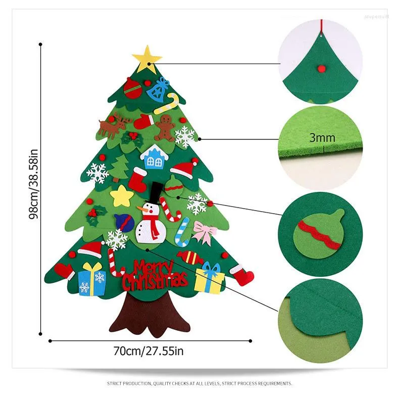 Dekoracje świąteczne DIY Feel Tree Kids Prezenty Ścikła Ściana Wiszące Ozdoby Sztuczne do domu Navidad Decor 2023