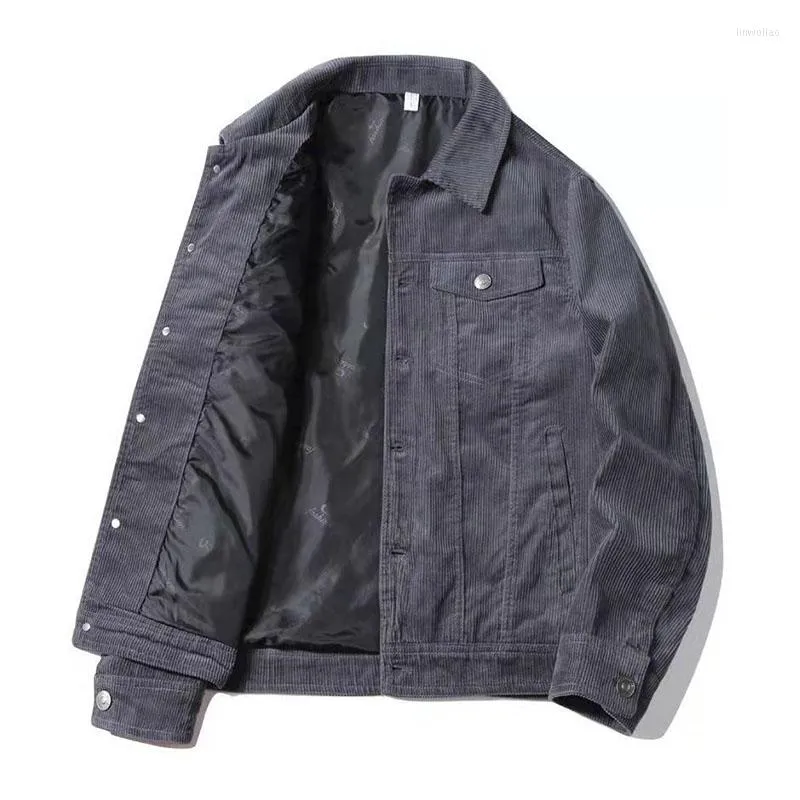 ジャケット・アウター Bargiee CORDUROY POCKETED BLOUSON BLACK Mens Corduroy Cargo Jacket: Vintage Casual Coat with