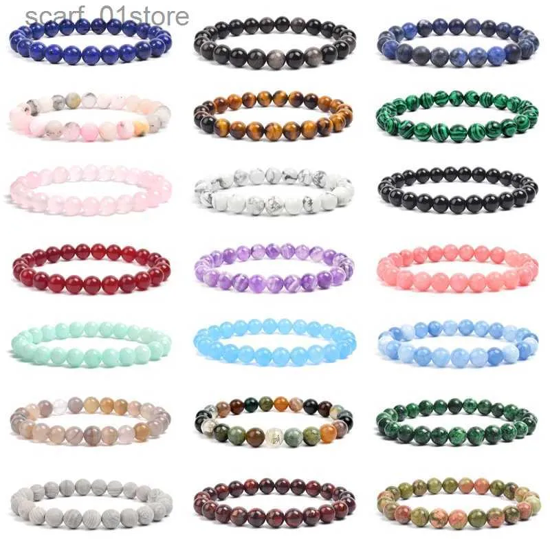 Kette Naturstein Perlen Armband Für Frauen Männer Amethysten Kristall Quartzs Aquamarine Jade Schmuck Achate Elastische Armreif ArmbänderL231115