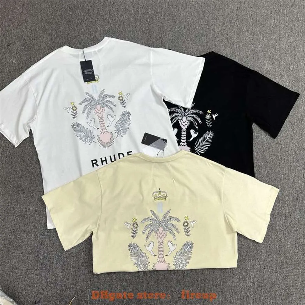 Projektantka odzieży moda męskie koszulki Rhude High Street Br Crown Coconut Tree