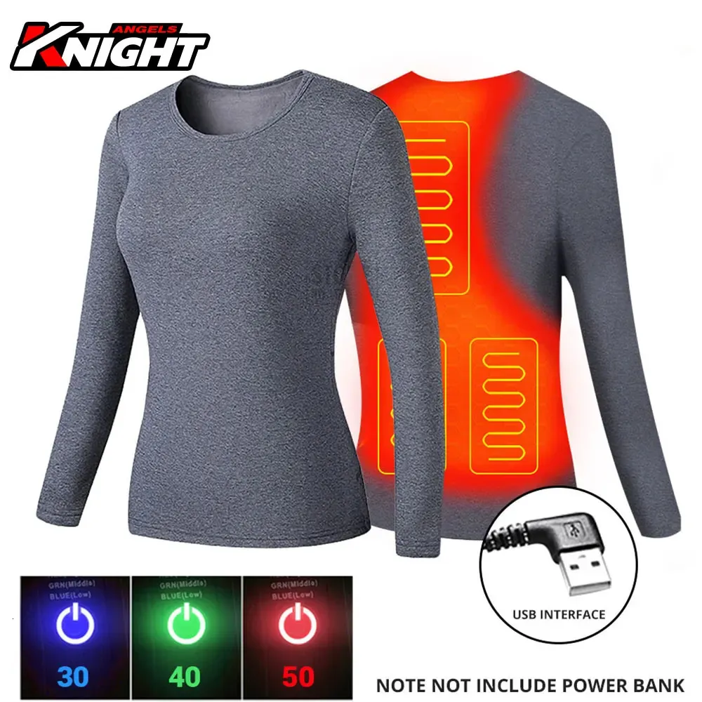 Chalecos para hombres Invierno USB Calefacción eléctrica Chaqueta Top Traje Hombres Motociclismo Chaqueta Cálida Mujer Térmica Ropa interior Conjunto Camisa S-5XL 231115