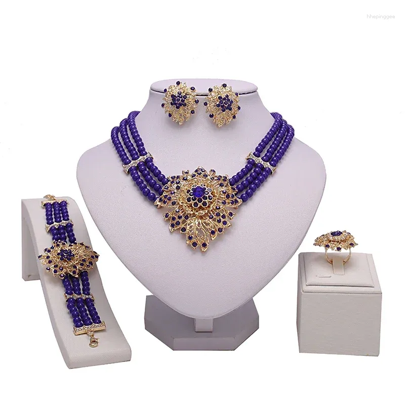 Collier Boucles D'oreilles Ensemble Italien Brésilien Plaqué Or Designer Bijoux Personnalisés Femmes Mama Mariage Bijoux De Mariée Accessoires En Gros