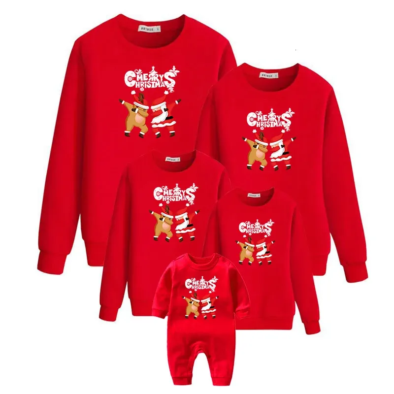 Family Matching Outfits Christmas Sweater High Quality Sweatshirt Top Pajamas Mother Daughter Clothing Cotton Baby Pants 231115
