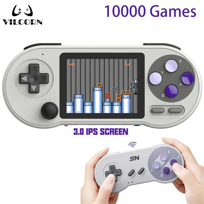 Joueurs de jeu portable SF2000 Console de jeu vidéo portable rétro pour SNES / GBA / SEGA 3 pouces IPS Screen Handheld Game Player intégré 10000 jeux 231114