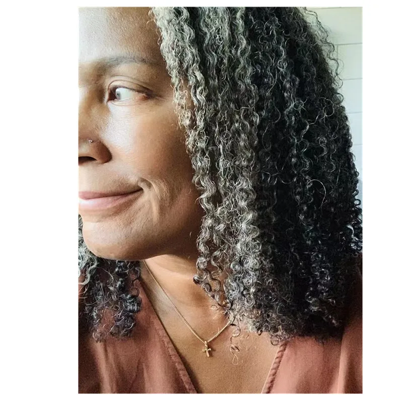 Weave hair grey top